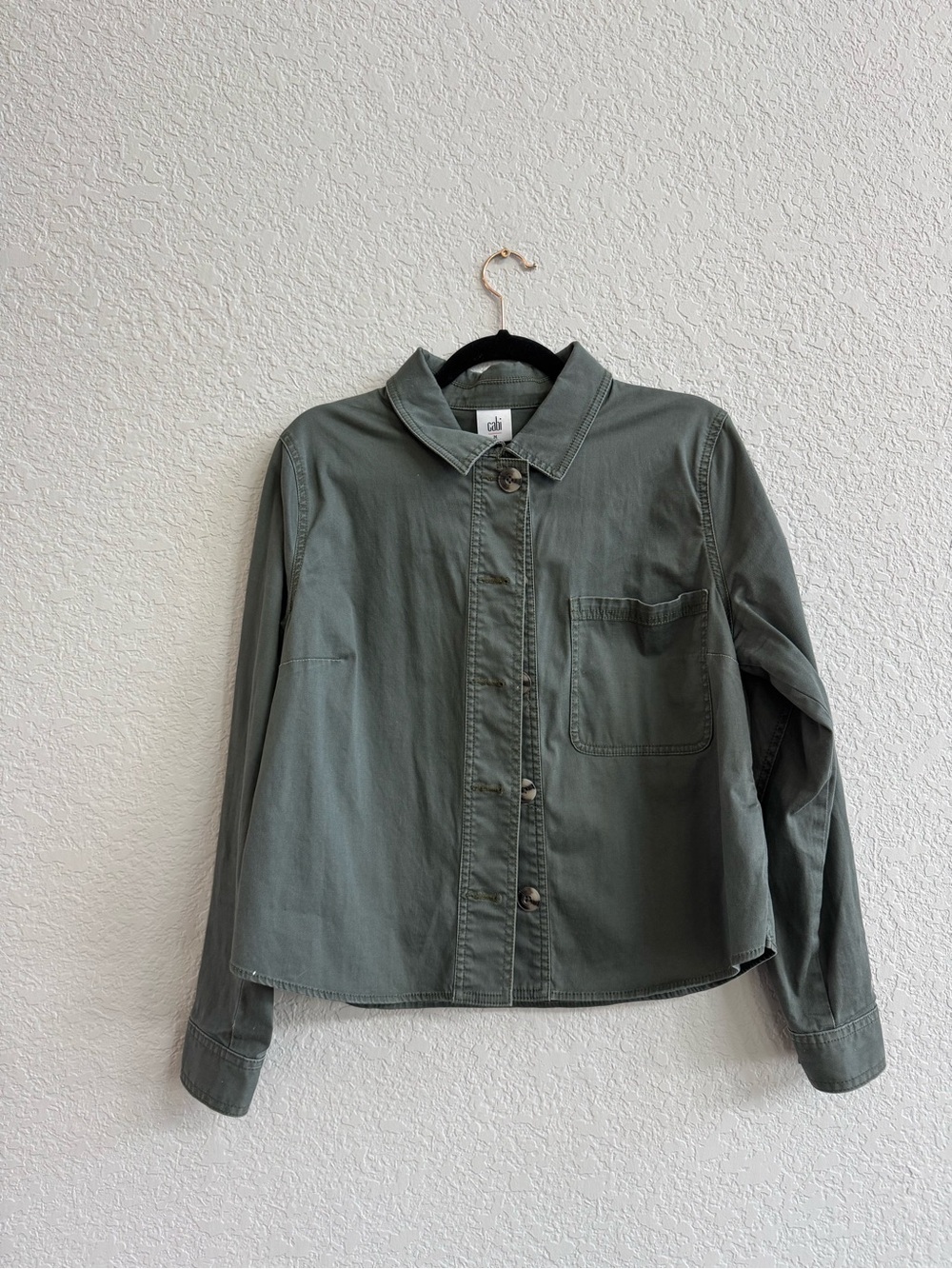 CAbi Sage Green Utility Shirt Jacket
